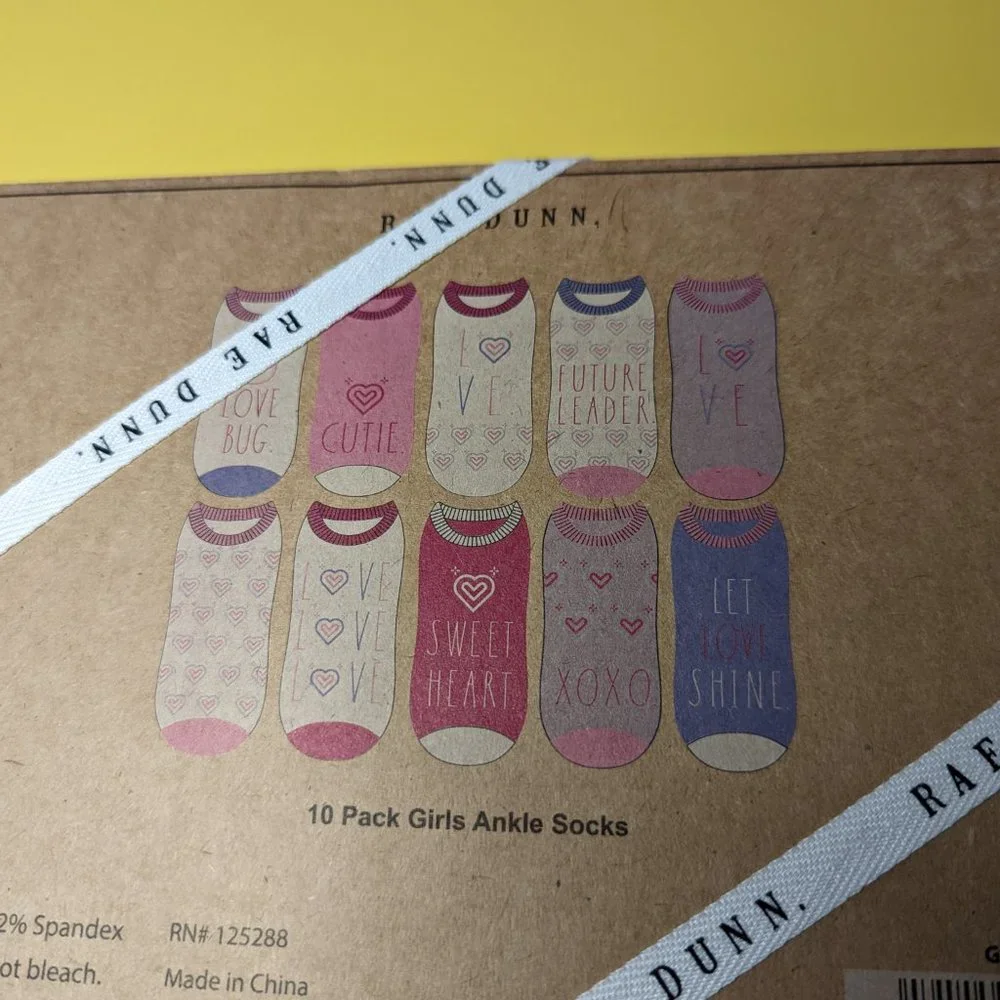 Rae Dunn Girls Ankle Socks 10 Pairs Shoe Size 9-12